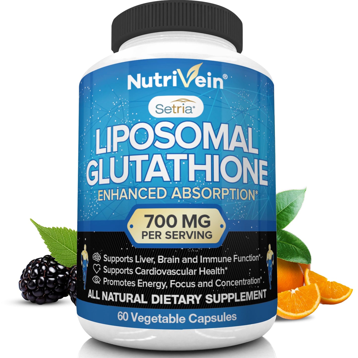 Nutrivein Liposomal Glutathione, Apple Cider Vinegar Capsules & Vitamin C Capsules Bundle, 360 Capsules