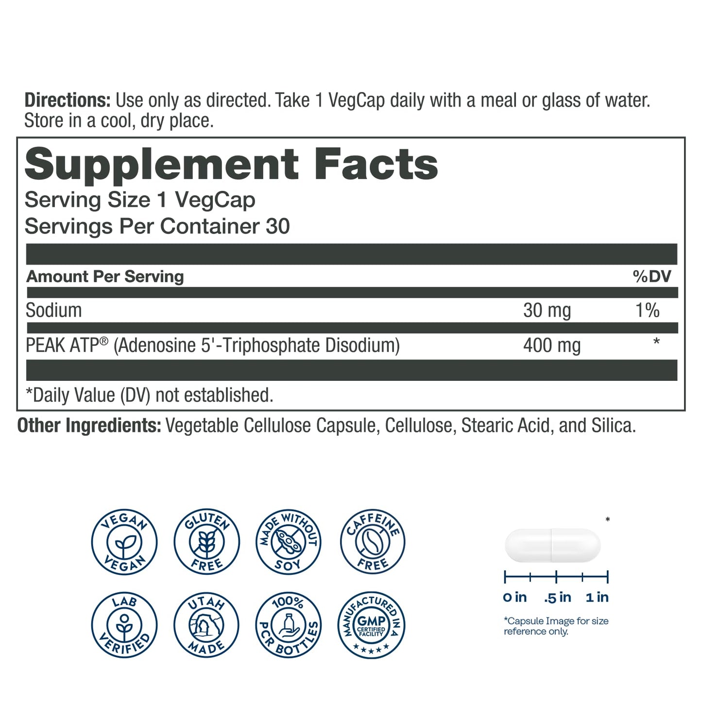 SOLARAY Peak ATP 400 mg Capsules, 30 Count