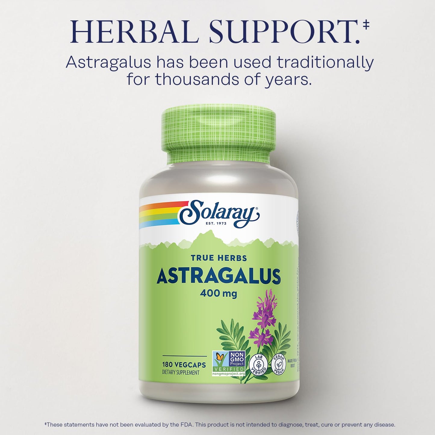 SOLARAY Astragalus Root 400mg Capsules, 180 VegCaps