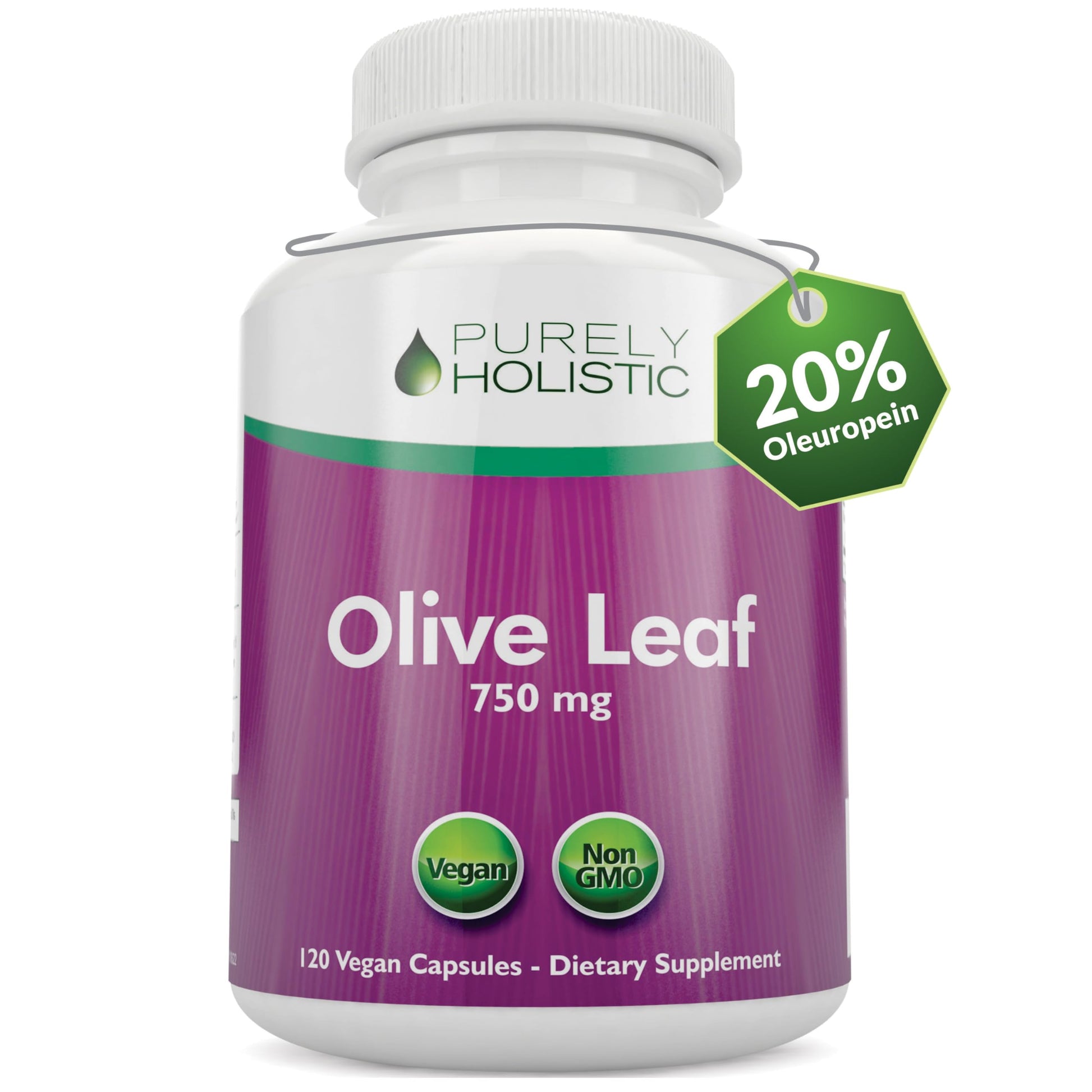 Purely Holistic Olive Leaf Extract 750mg Capsules, 120 Count
