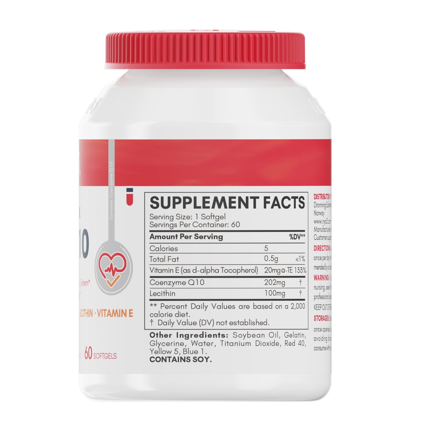 NYO3 CoQ10 200mg with Lecithin and Vitamins E Softgels 60 Count