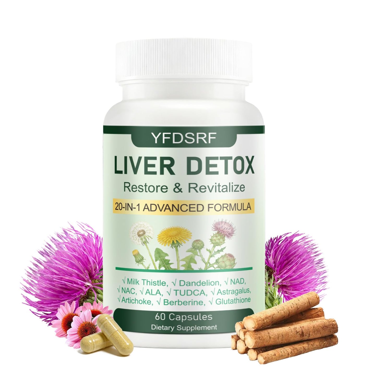 YFDSRF Liver Detox Capsules, 60 Capsules