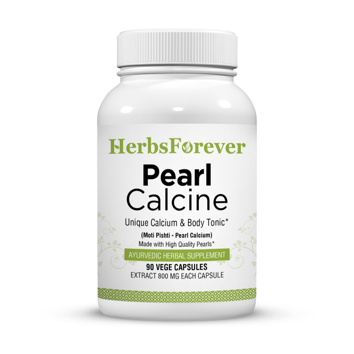 Herbsforever Pearl Calcine Natural Pearl Calcium Supplement, 90 Veg Capsules