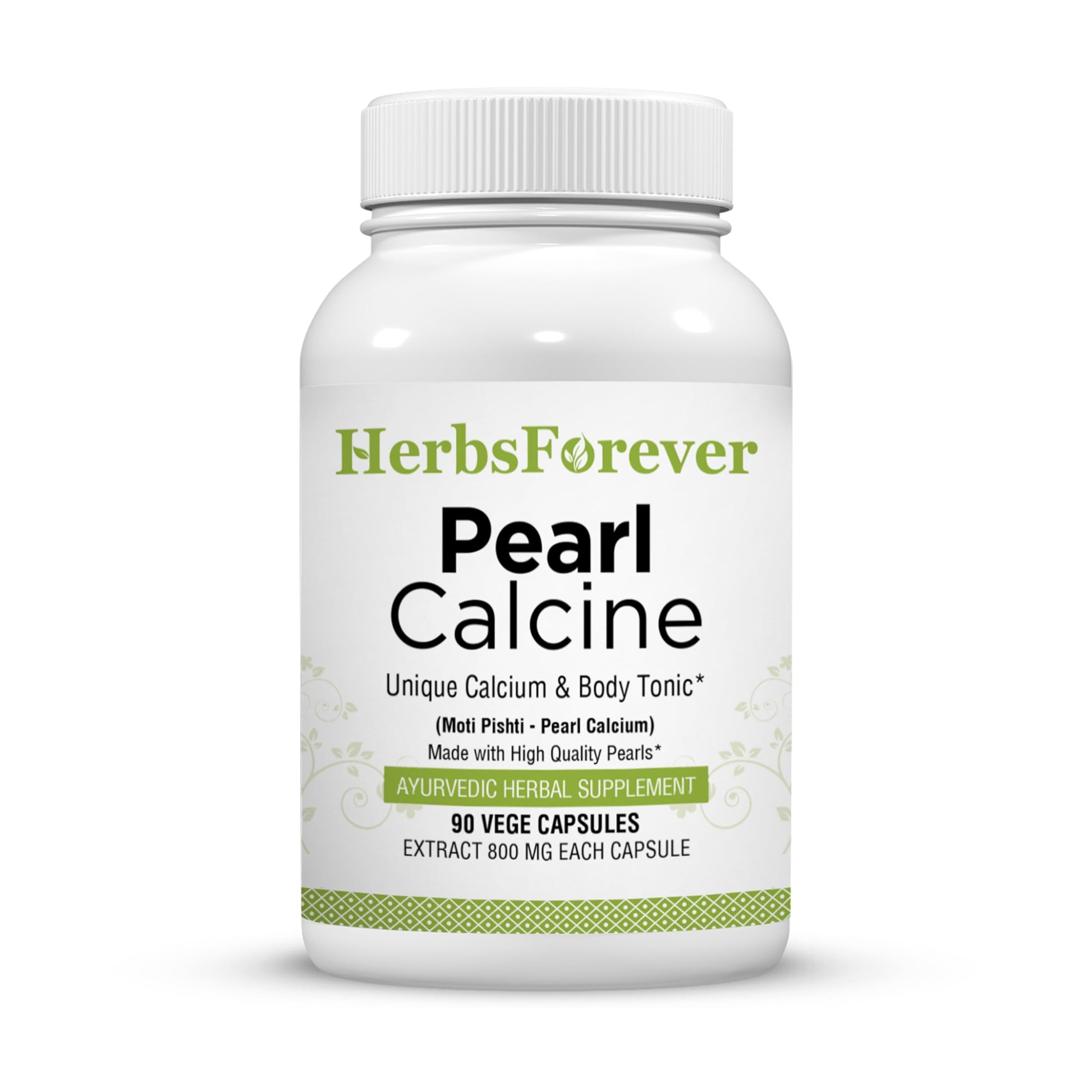 Herbsforever Pearl Calcine Natural Pearl Calcium Supplement, 90 Veg Capsules