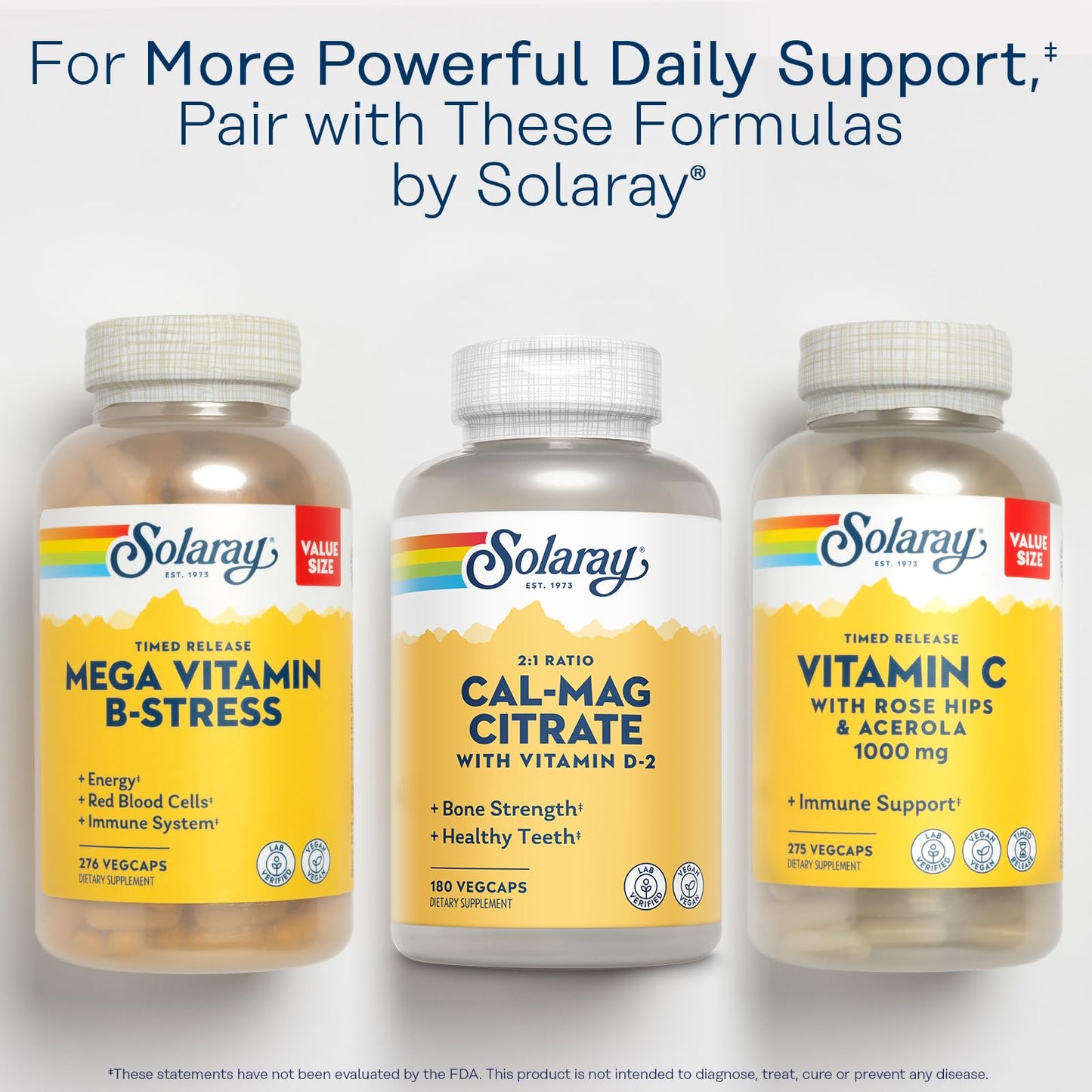 Solaray Calcium Magnesium Citrate 2:1 Ratio, Capsule, 180 VegCaps