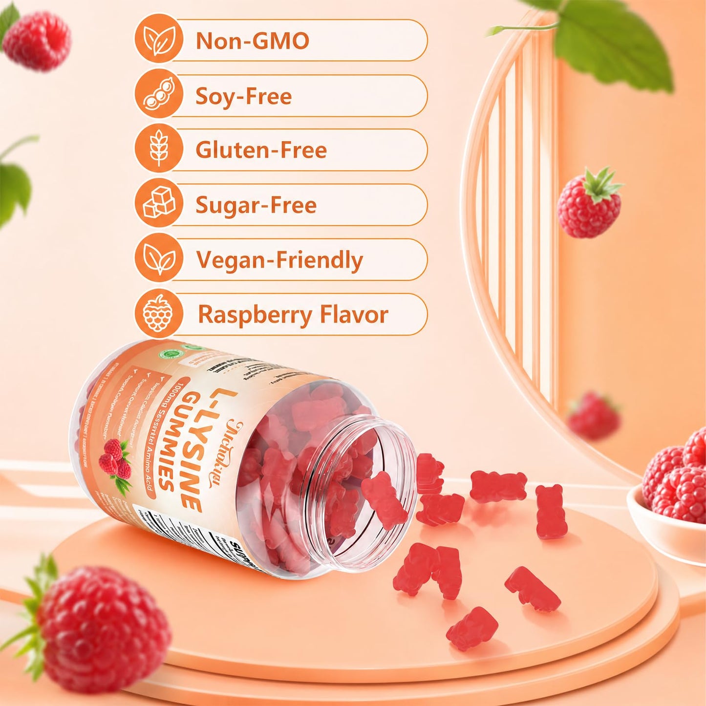 Mchokuu L-Lysine 1000mg Gummies, 120 Count