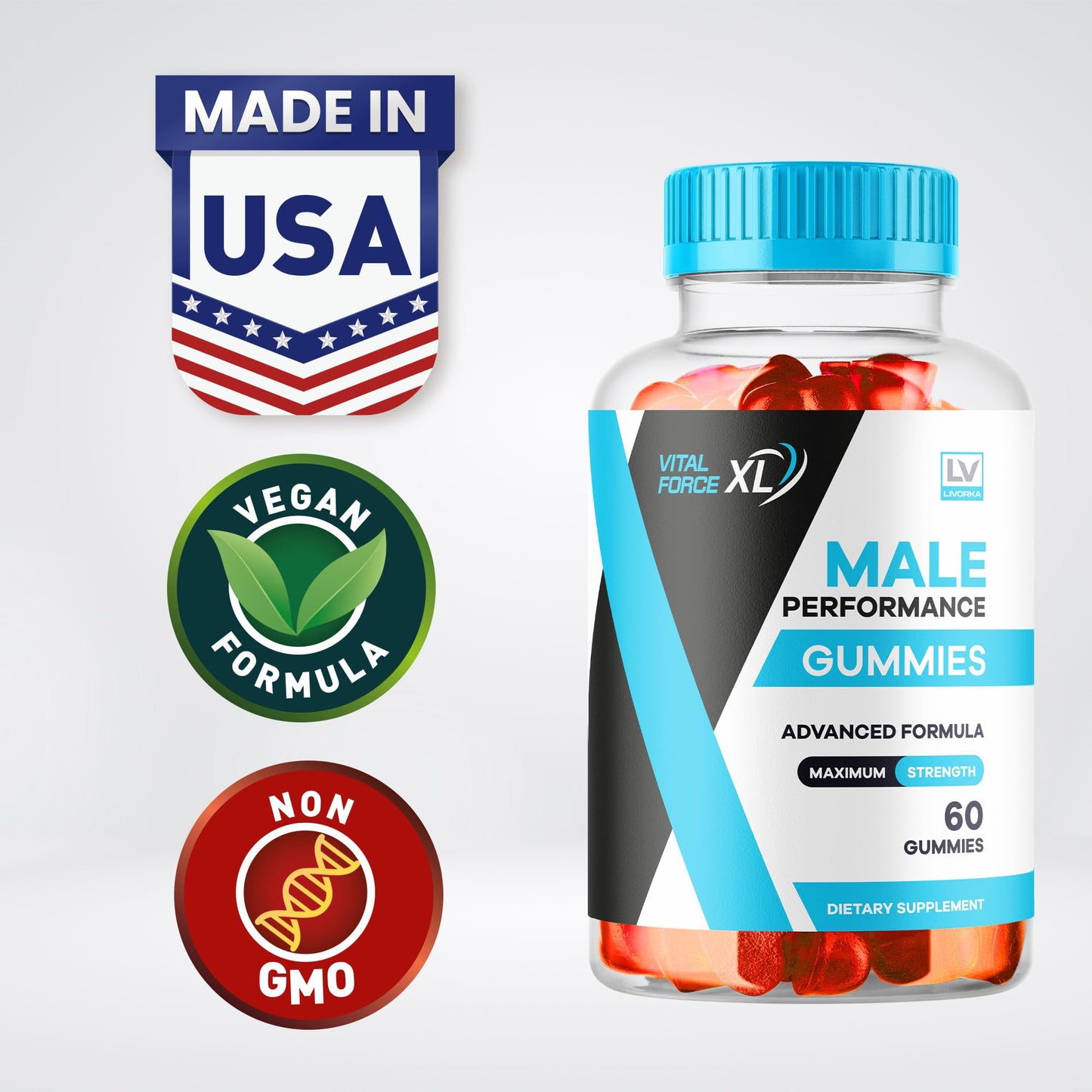 LIVORKA Vital Force XL for Men Gummies, 180 Count