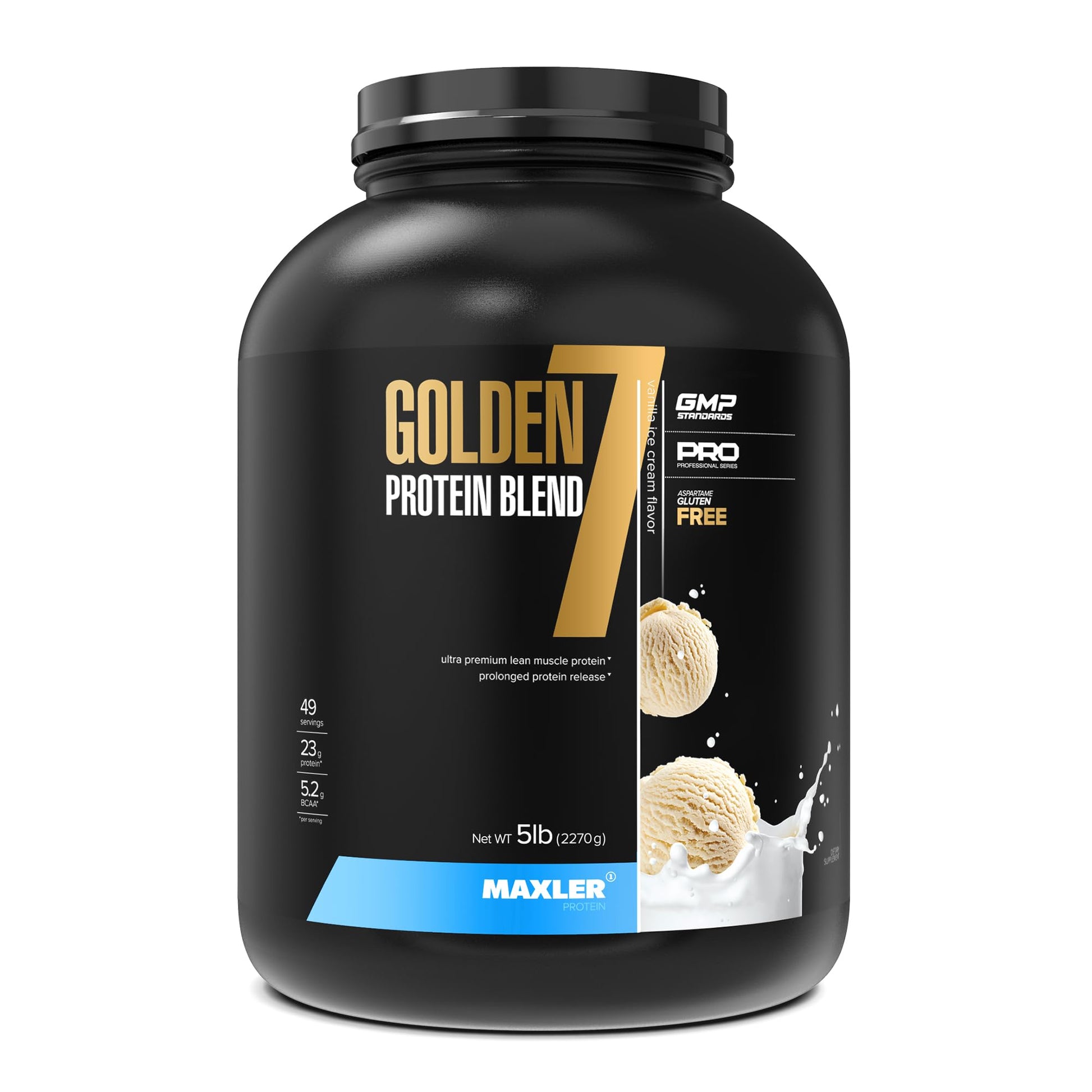 Maxler Golden 7 Protein Blend Protein Powder Vanilla 5 lb 80 Servings