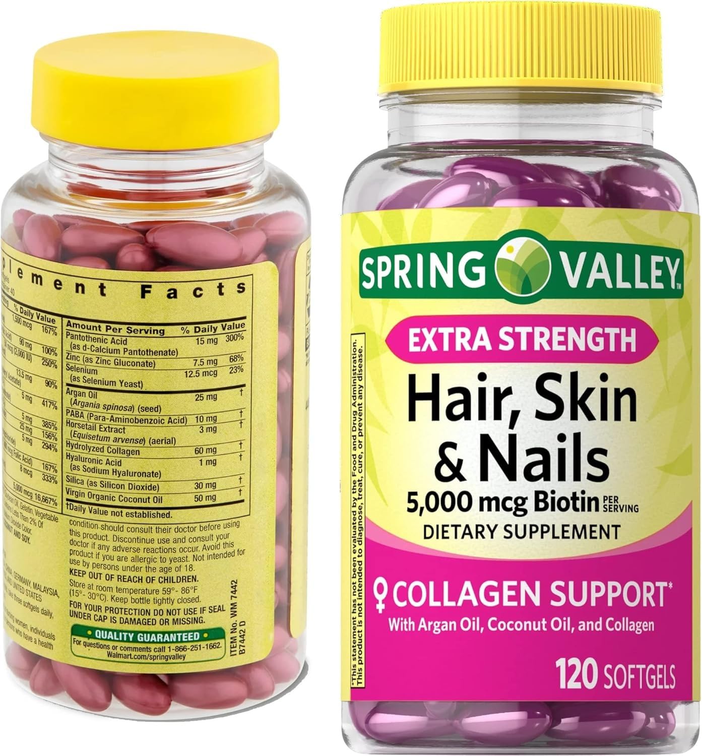 BASKETGOODS Hair, Skin, & Nails Collagen Support Softgels, 5000 mcg Biotin, 120 Count
