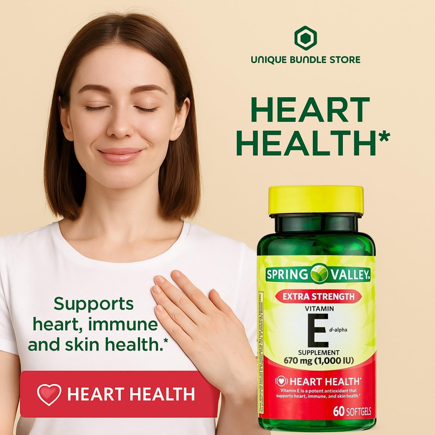 Unique Bundle Store Vitamin E 670mg (1,000 IU) Extra Strength Softgels 60