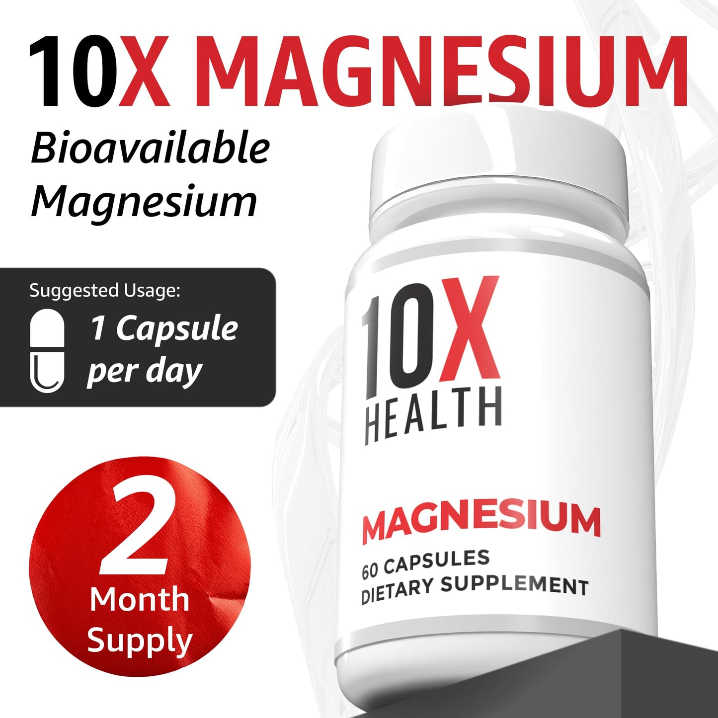 10X Health System Magnesium Citrate Supplement Capsules 60 Count