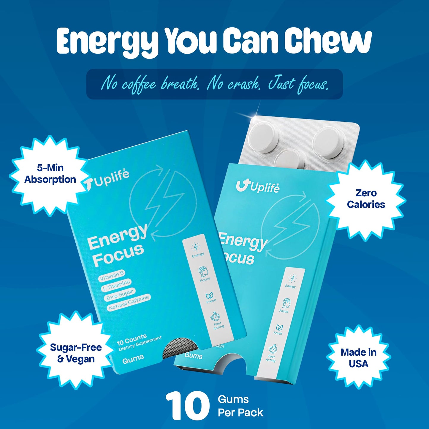 UPLIFE Energy Gum & Mint Chewable 60 Count
