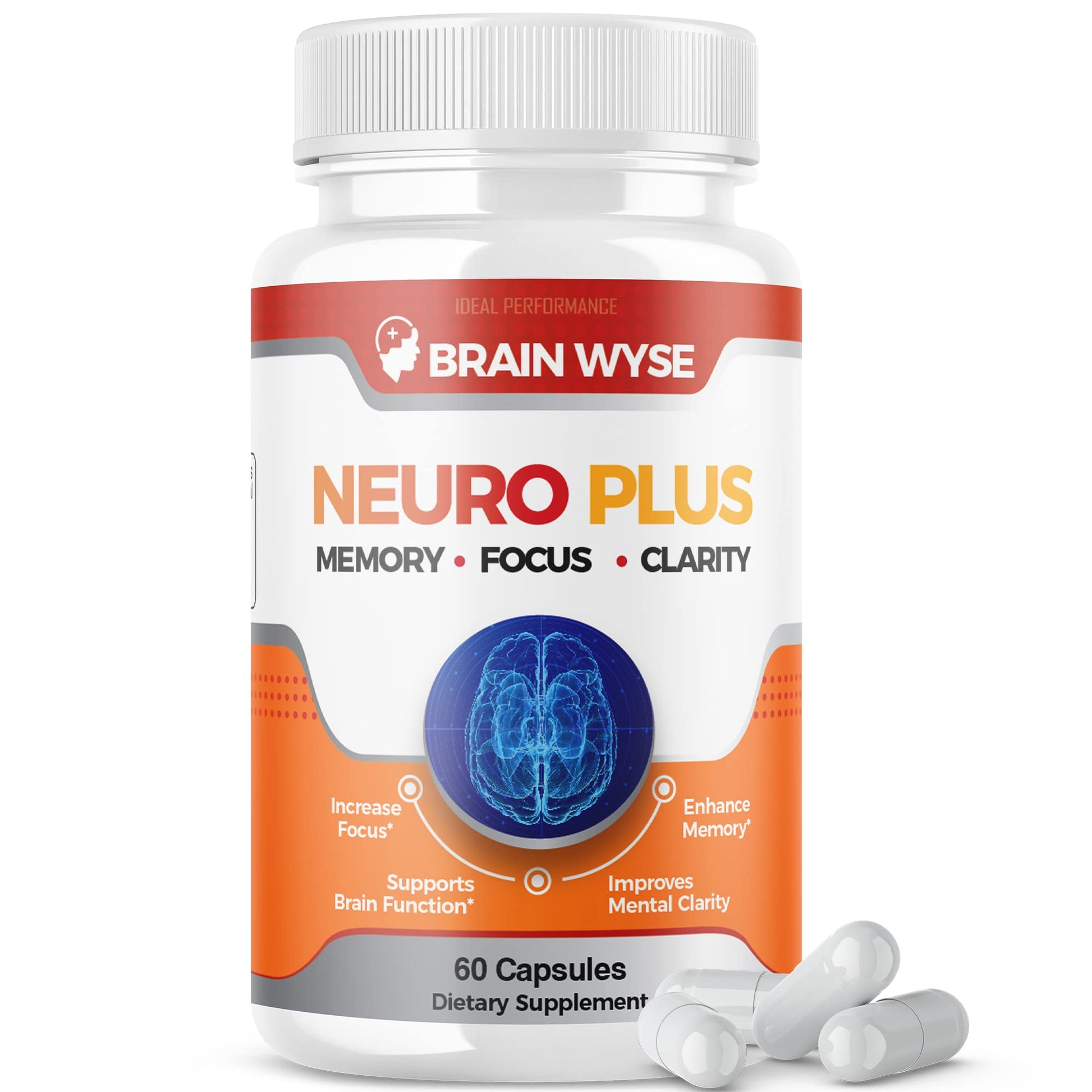 IDEAL PERFORMANCE Neuro Plus Brain and Focus Supplement Brain Wyse Pill Capsule 60 Count