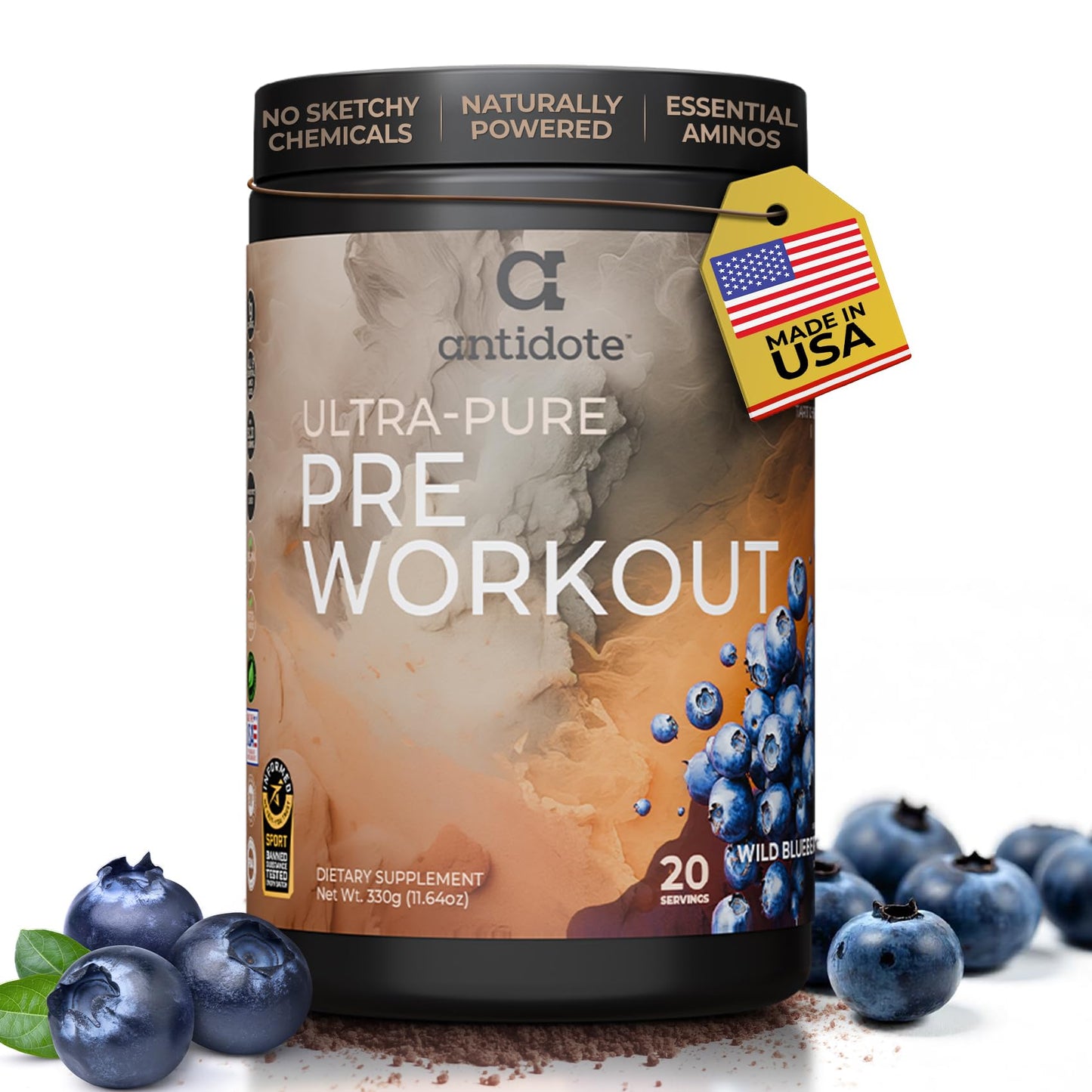 Antidote Clean Pre-Workout Powder Wild Blueberry 11.64 oz