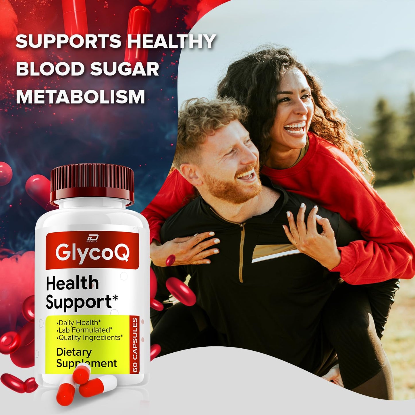 Indelo GlycoQ Natural Blend Daily Health Supplement Capsules, 60 Capsules