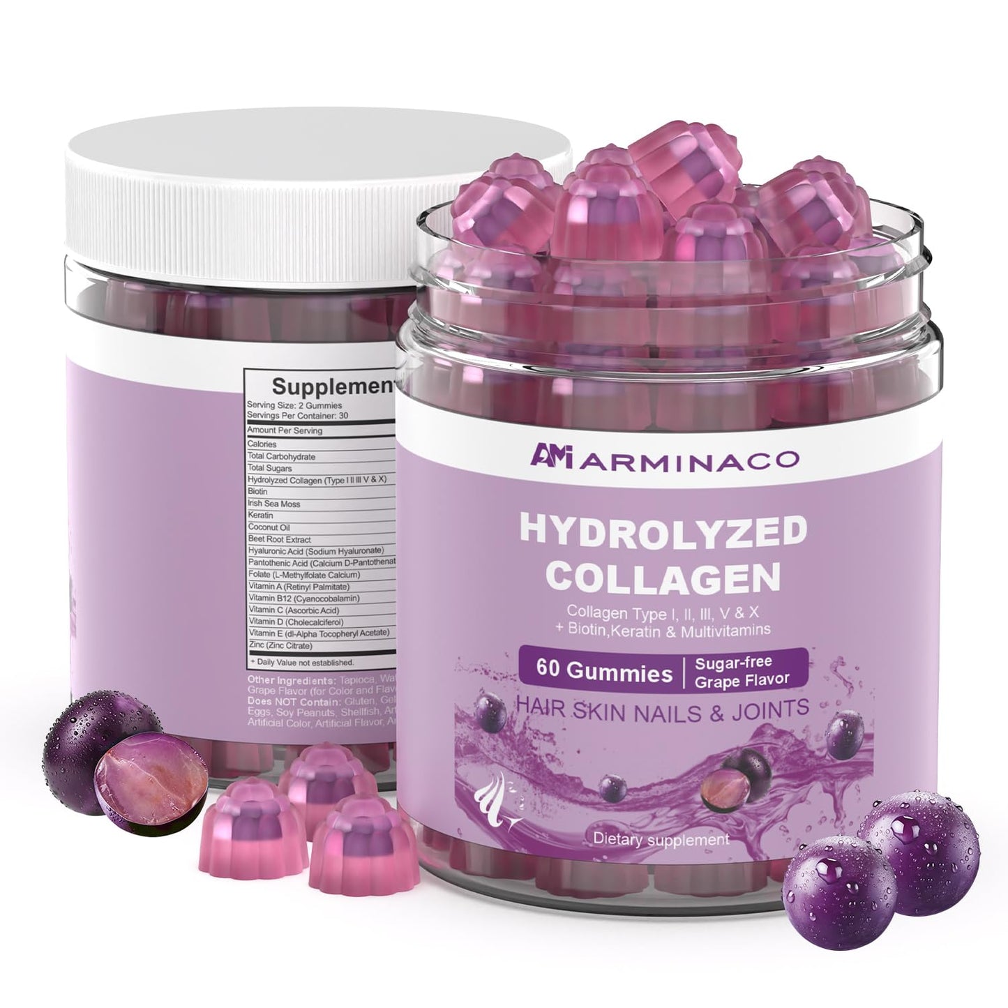 ARMINACO Collagen Gummies for Women Chewable 60 Count