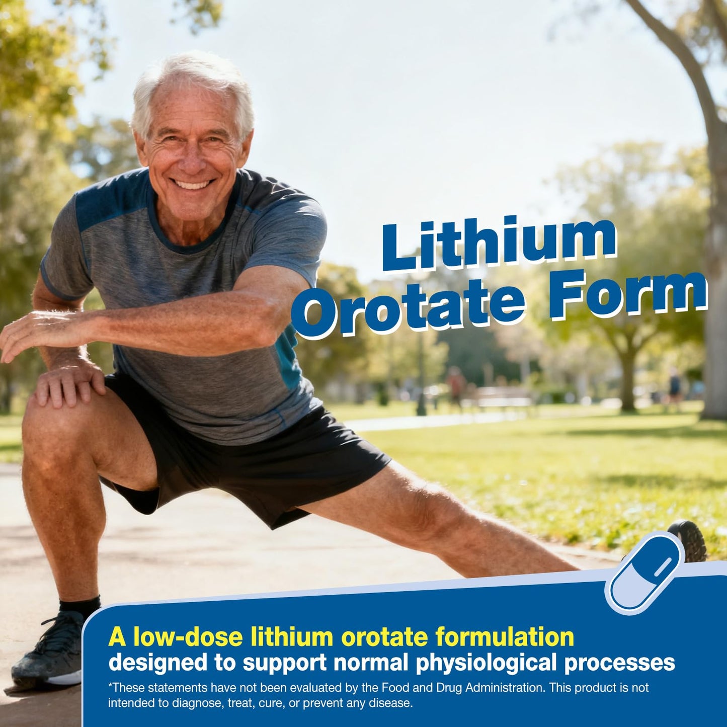 NATISLAND Lithium Orotate 20 mg Brain & Nerve Health Support Capsule, 90 Count