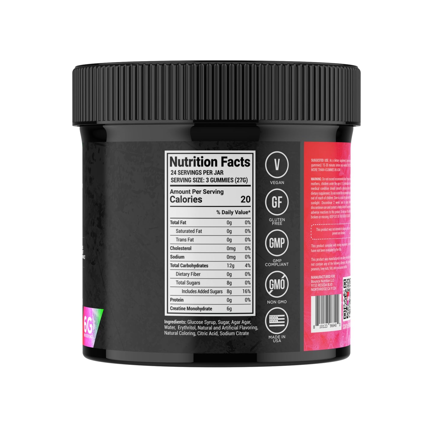 Bounce Pro Creatine Monohydrate Gummies, 72 Count