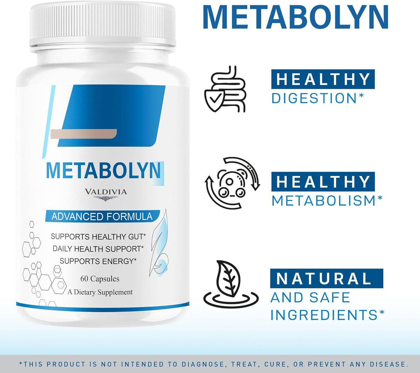 Valdivia Metabolyn Capsules - Original Metabolyn All Natural Advanced Formula Supplement Support Health - Maximum Strength, Daily Premium for Overall Health & Wellness, 60 Capsules