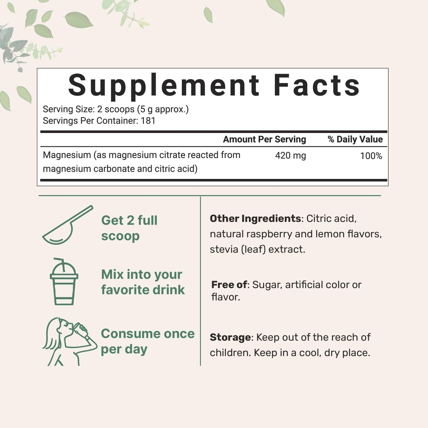 Micro Ingredients MiracleMag Calm Magnesium Powder, 32 Ounces