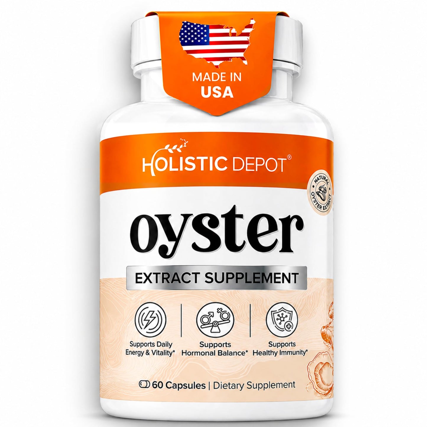 Holistic Depot Pure Oyster Extract Capsule, 60 Capsules
