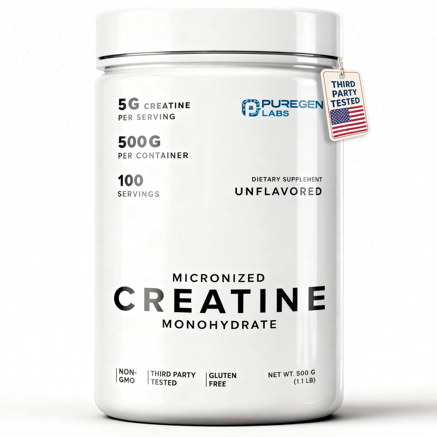 P Puregen Labs Micronized Creatine Monohydrate Powder 1.1 lb