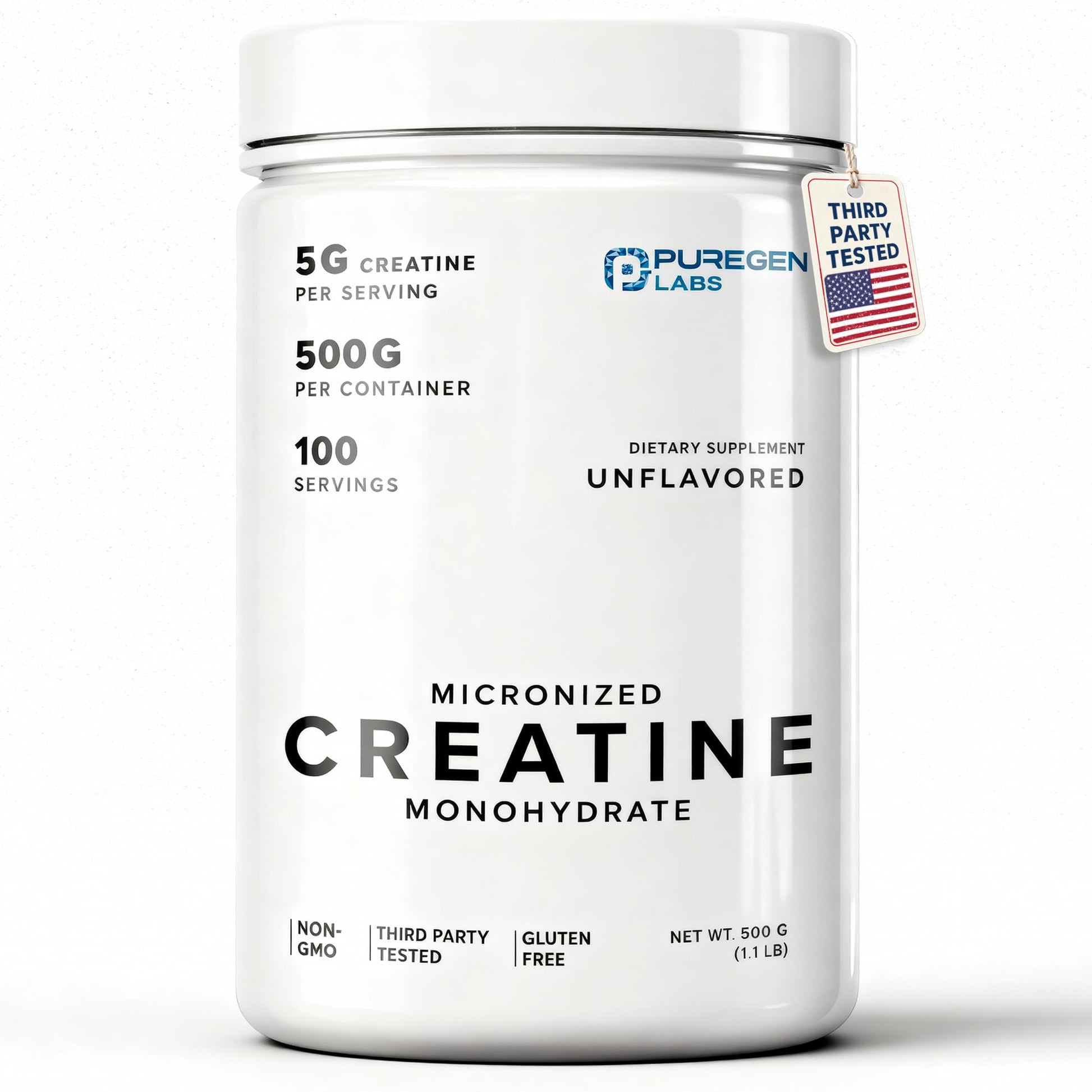 P Puregen Labs Micronized Creatine Monohydrate Powder 1.1 lb
