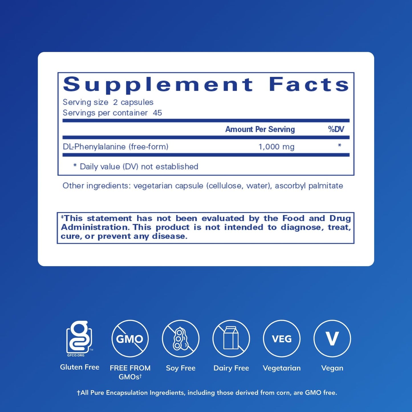 Pure Encapsulations DL-Phenylalanine, 90 Capsules