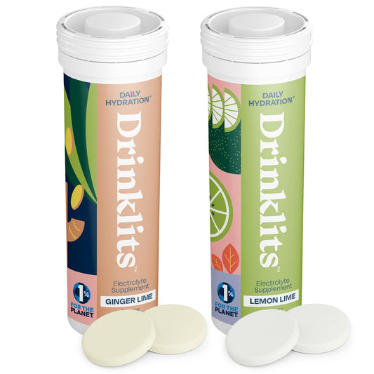 Drinklits Hydration Tablets Electrolytes & Vitamins Ginger-Lime and Lemon-Lime, 20 Tablets