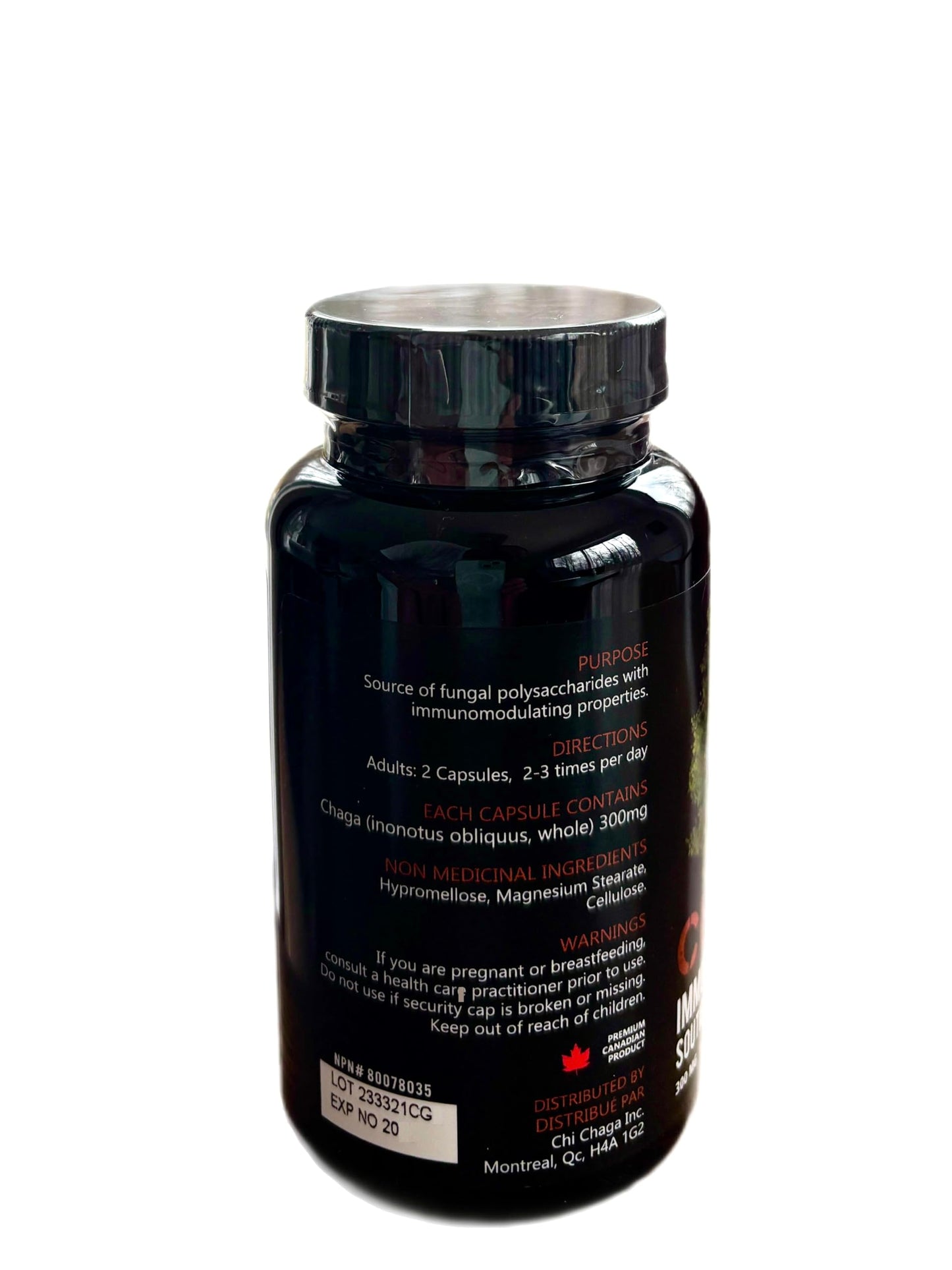 CHI CHAGA Chaga Mushroom Capsules, 120 Capsules