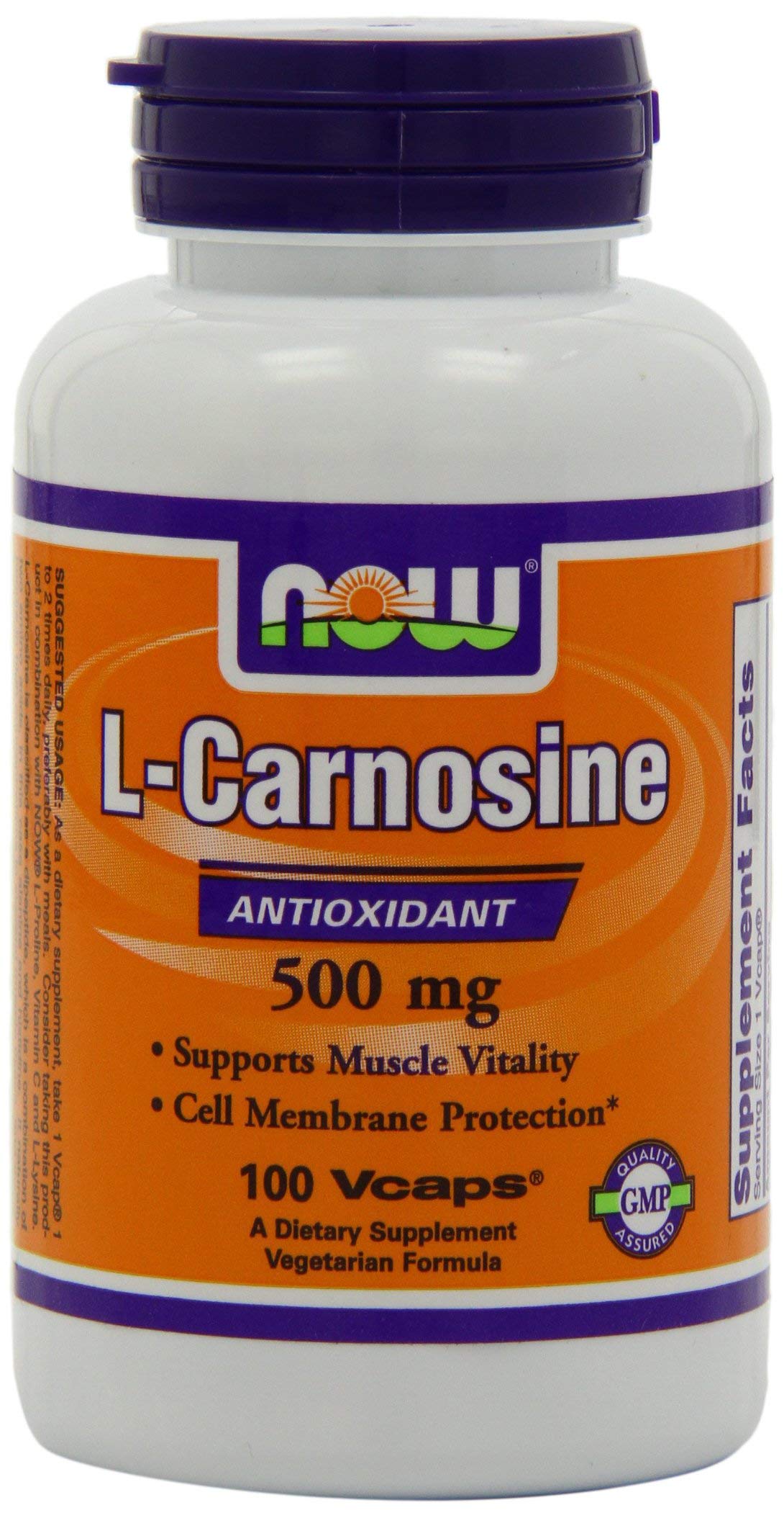 NOW Foods L-Carnosine 500 mg Capsules, 100 Count