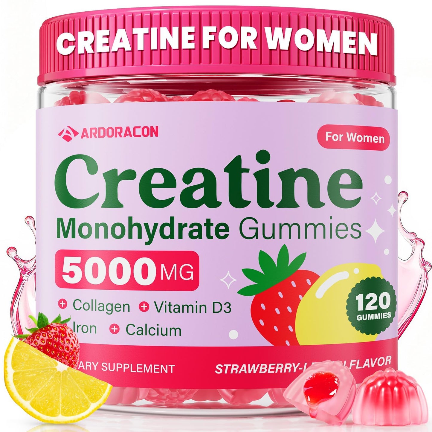 ARDORACON Creatine Monohydrate Gummies 120 Count