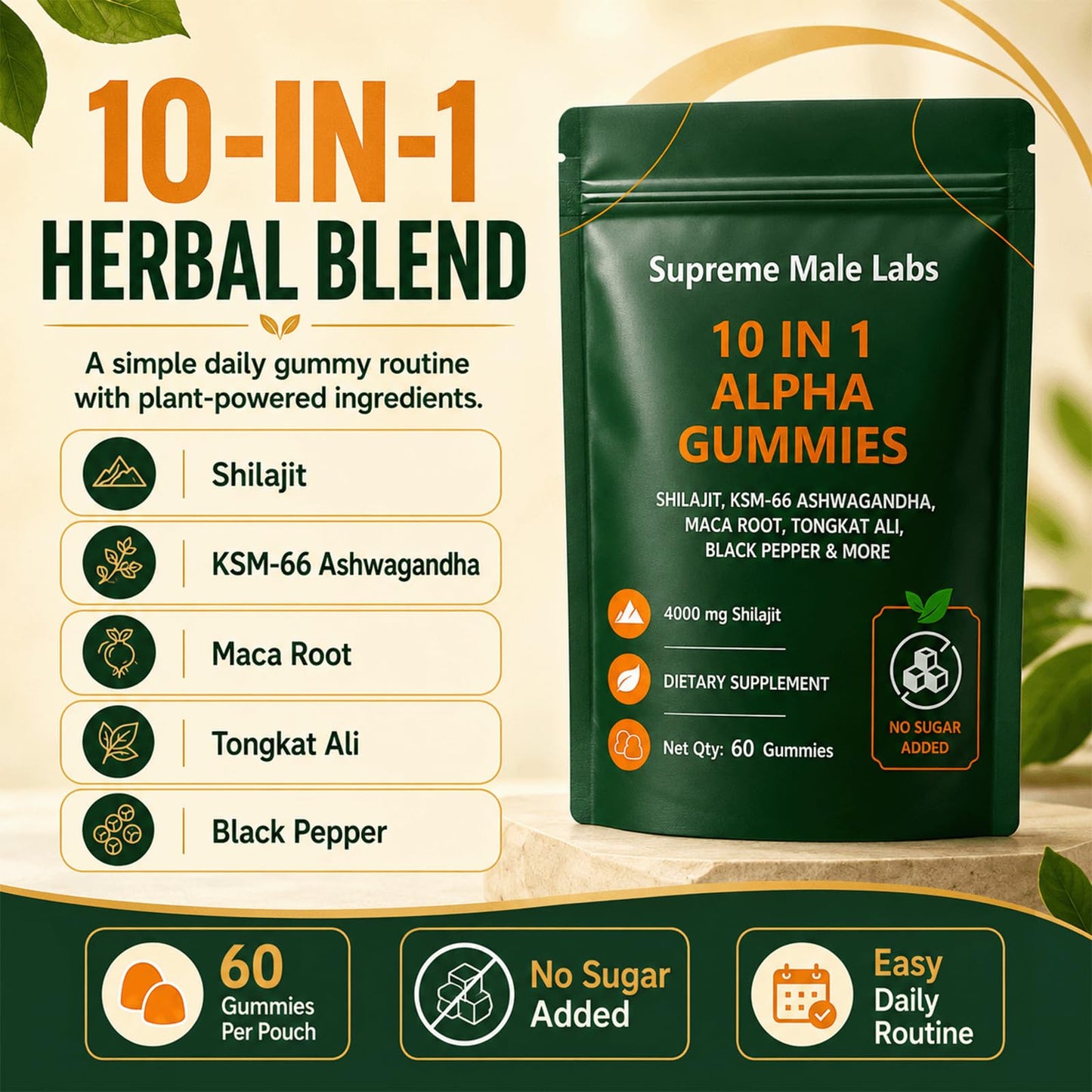Supreme Male Labs SupremeMale 10 in 1 Alpha Gummies, 1 Count