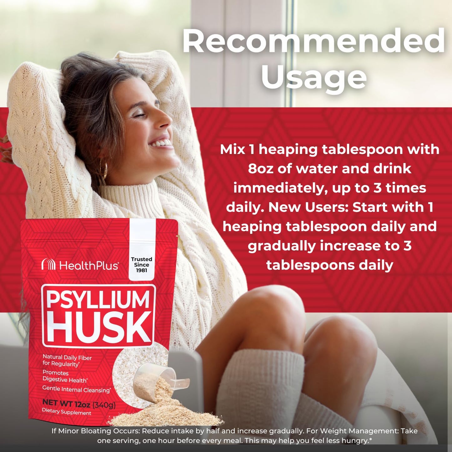 Health Plus Psyllium Husk Powder 12 Ounce