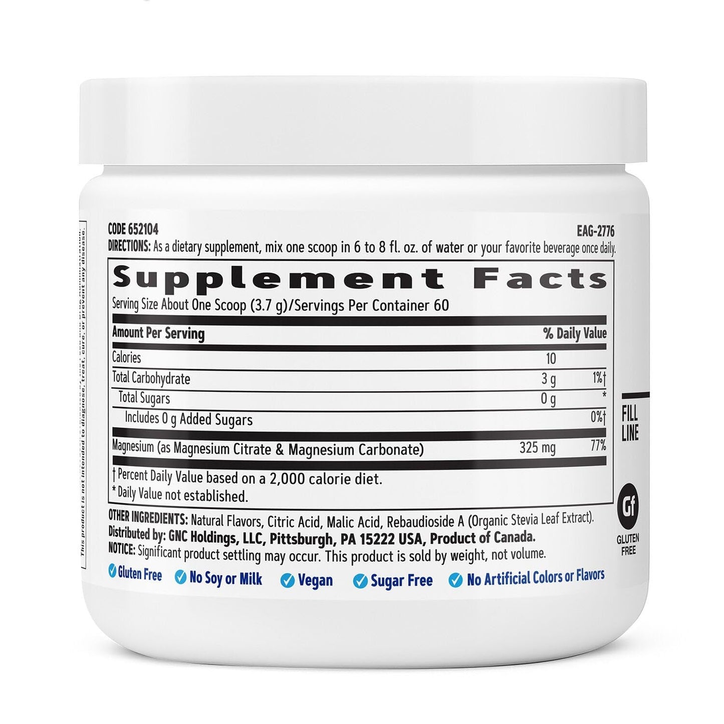 GNC Magnesium Powder 7.8 Ounce