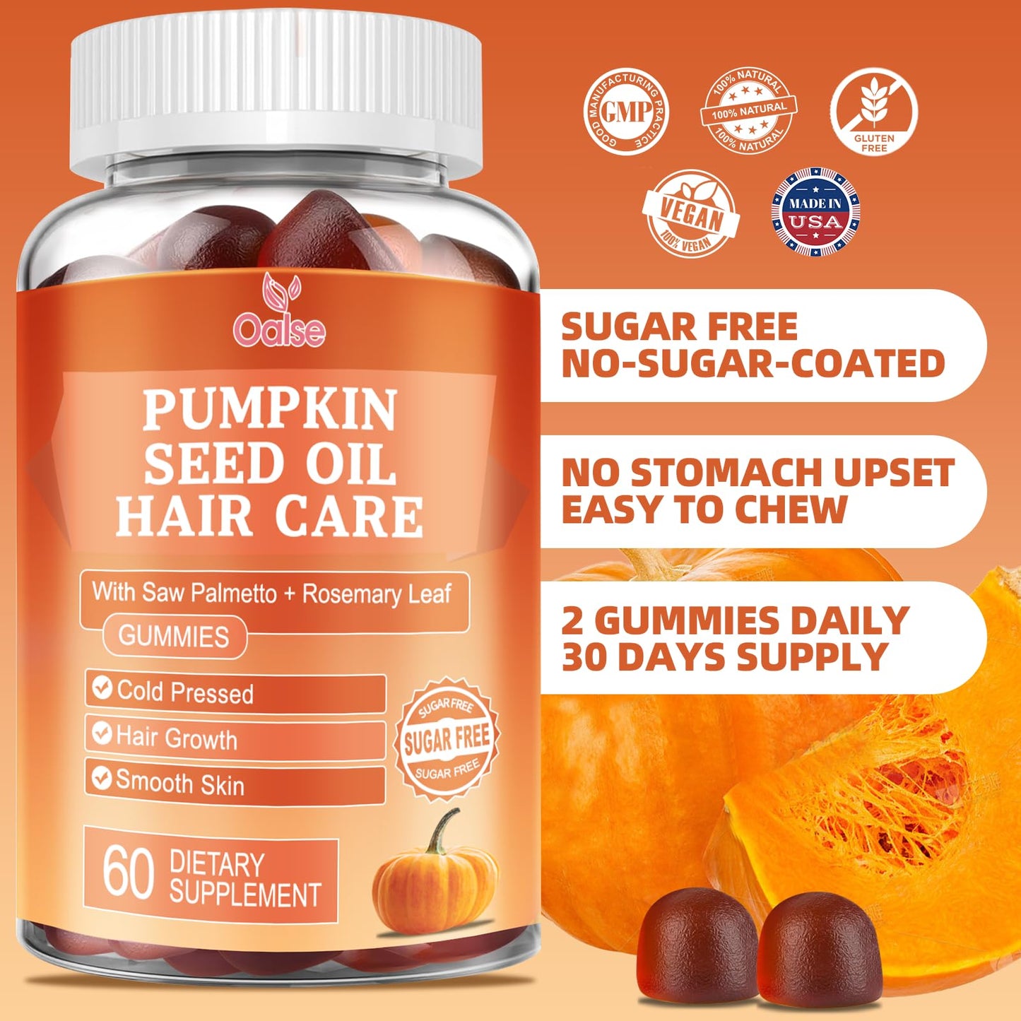 OALSE Pumpkin Seed Oil with Saw Palmetto Gummies 60 Count