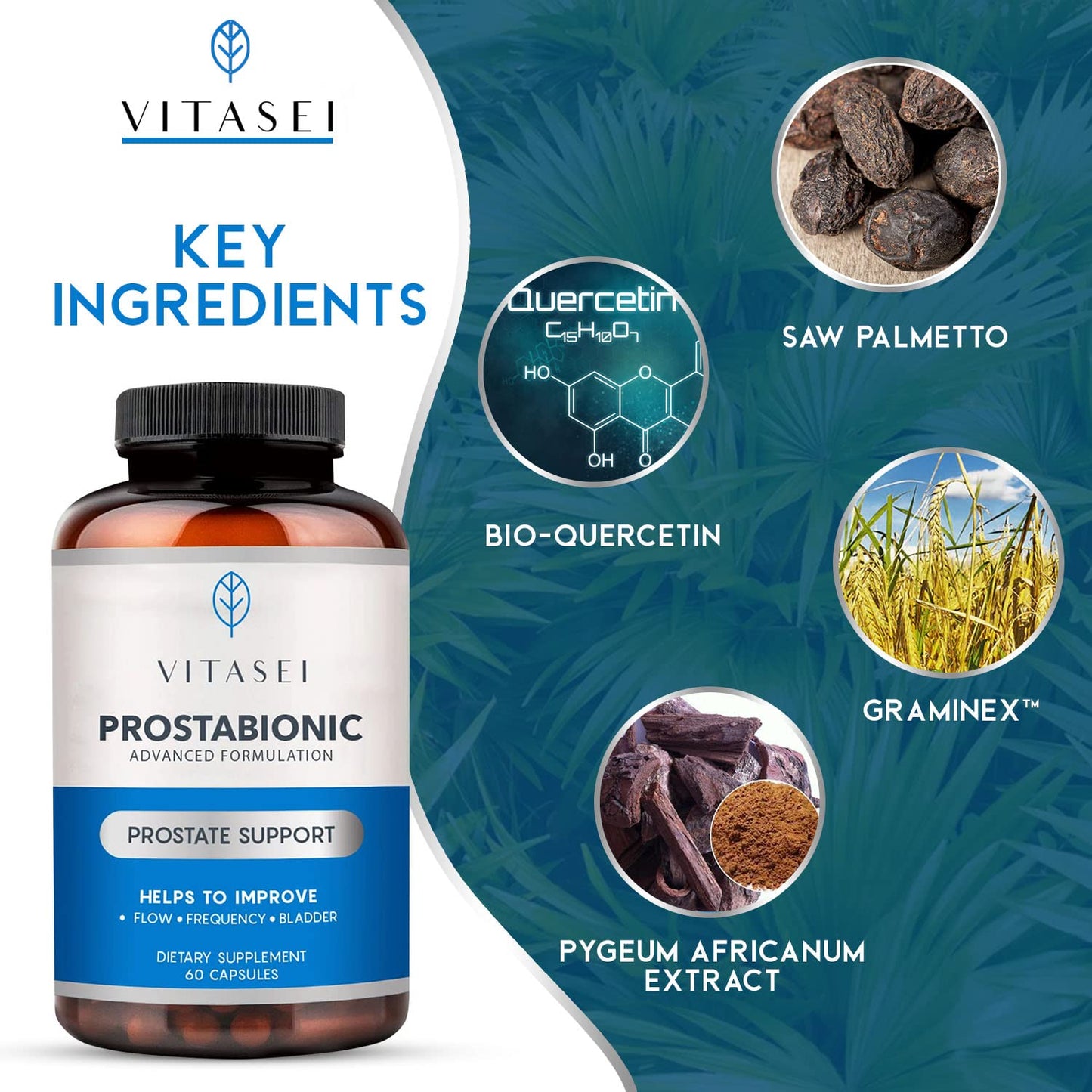 VITASEI Testronix Booster for Men and Prostabionic Prostate Dietary Supplements for Men Capsules, 60 Count