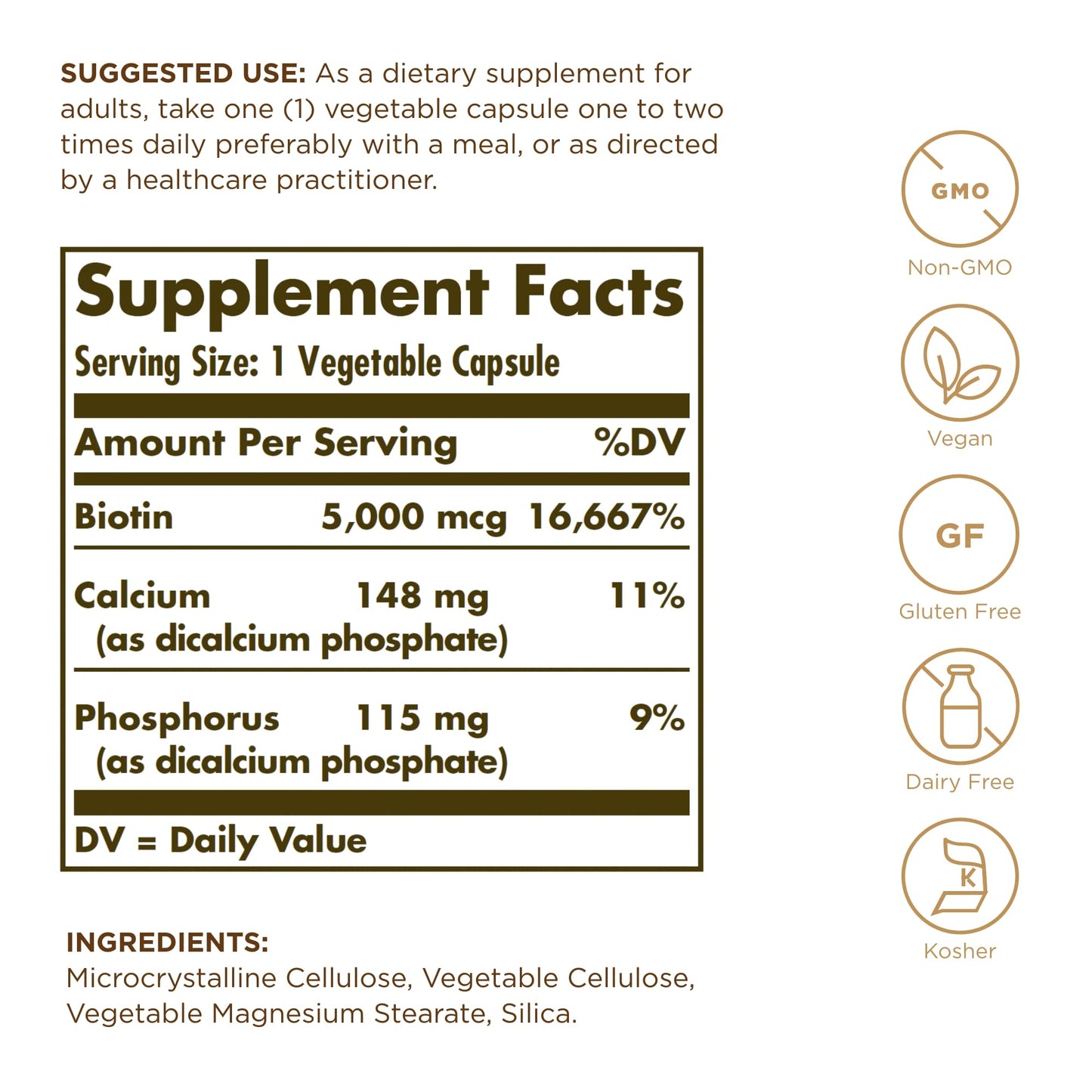 Solgar Biotin 5000 mcg Capsules, 100 Capsules