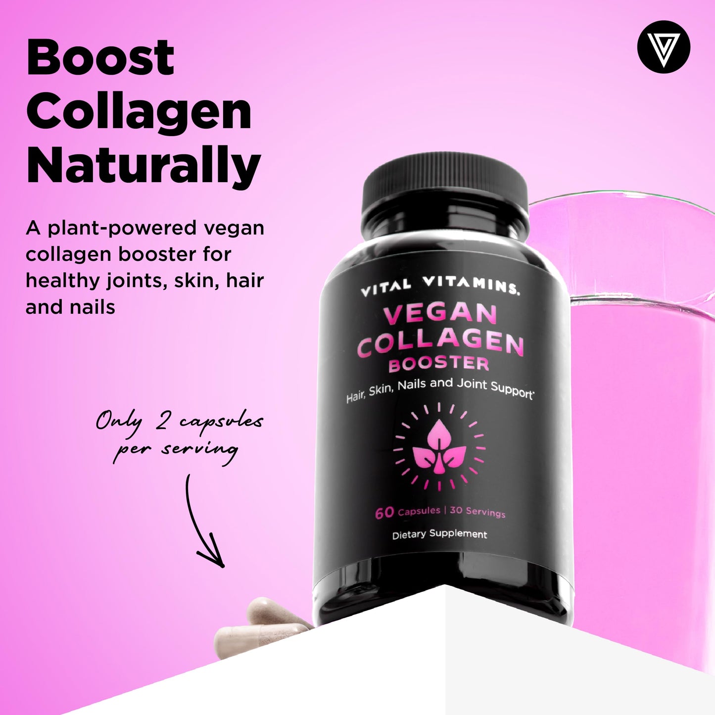 Vital Vitamins Vegan Collagen Booster + Hyaluronic Acid Capsules, 120 Capsules