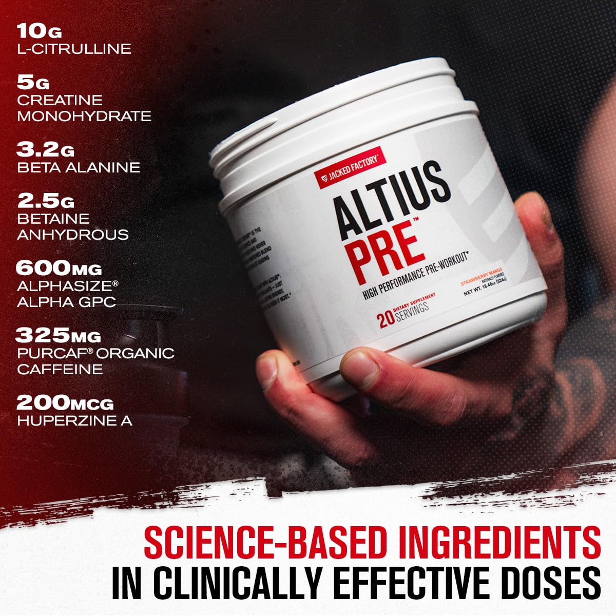 Jacked Factory Altius Pre Workout Powder 20 Servings