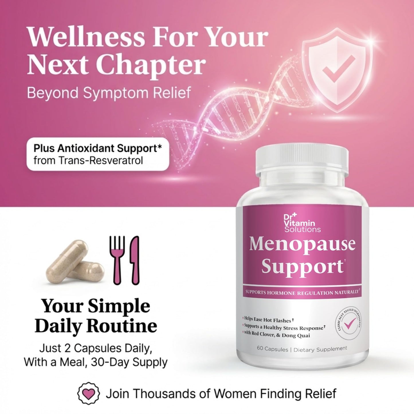 DR VITAMIN SOLUTIONS Menopause & Perimenopause Supplements for Women - Hot Flashes Relief Capsules 60 Count