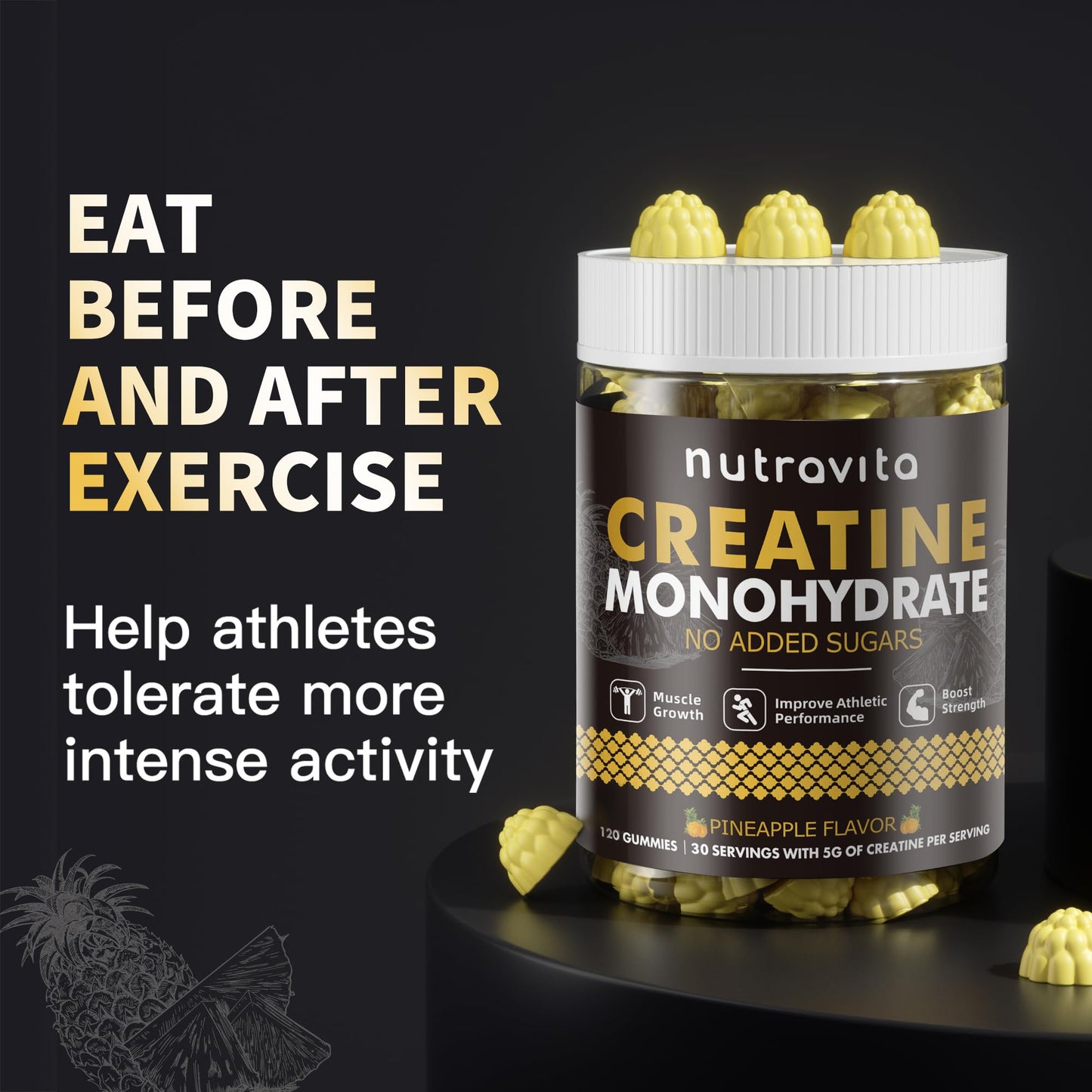 Nutravita Creatine Monohydrate Gummies 120 Count