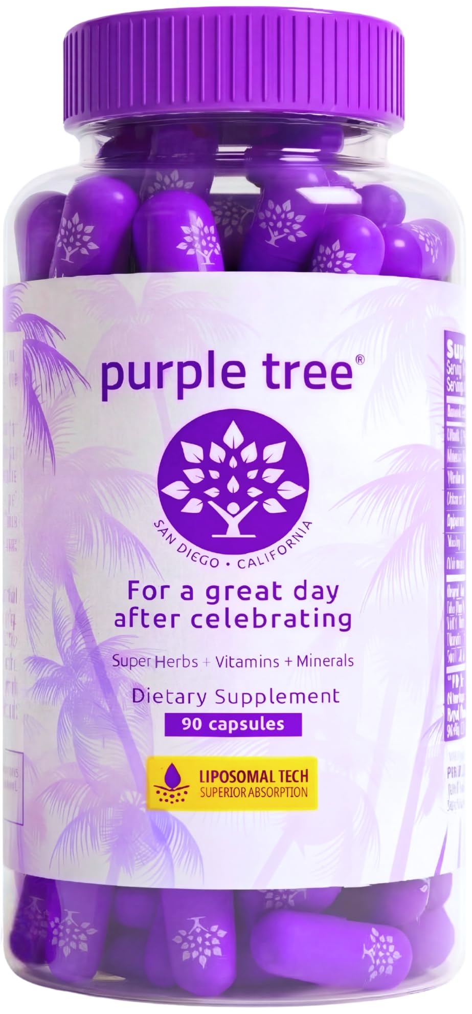 Purple Tree Post-Celebration Wellness Supplement Capsules, 90 Count
