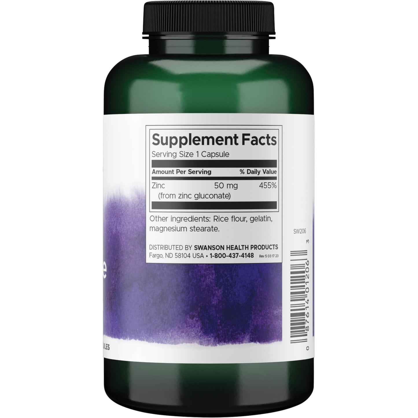 Swanson Zinc Gluconate Capsules, 250 Count