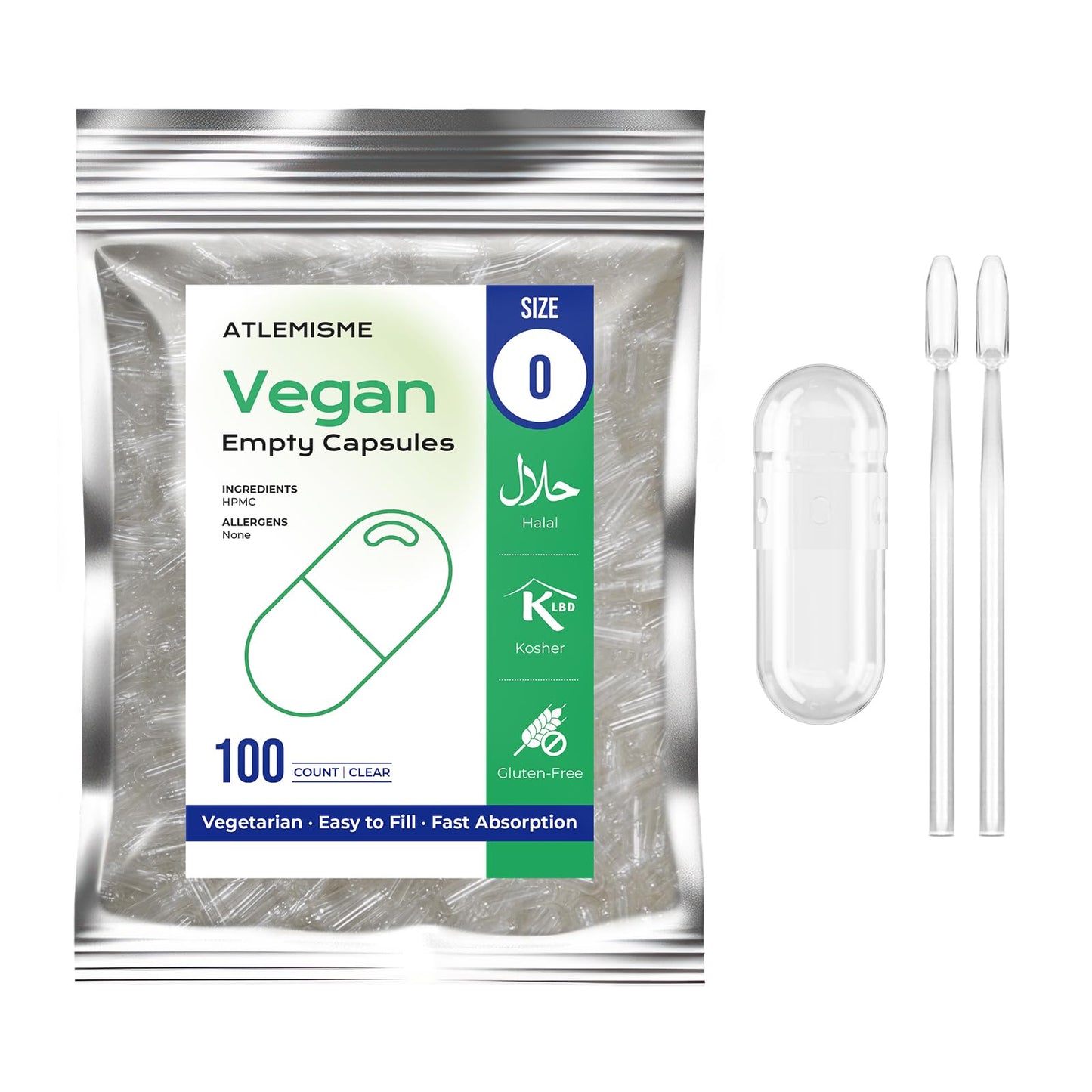 ATLEMISME Empty Vegan Capsules 100 Count