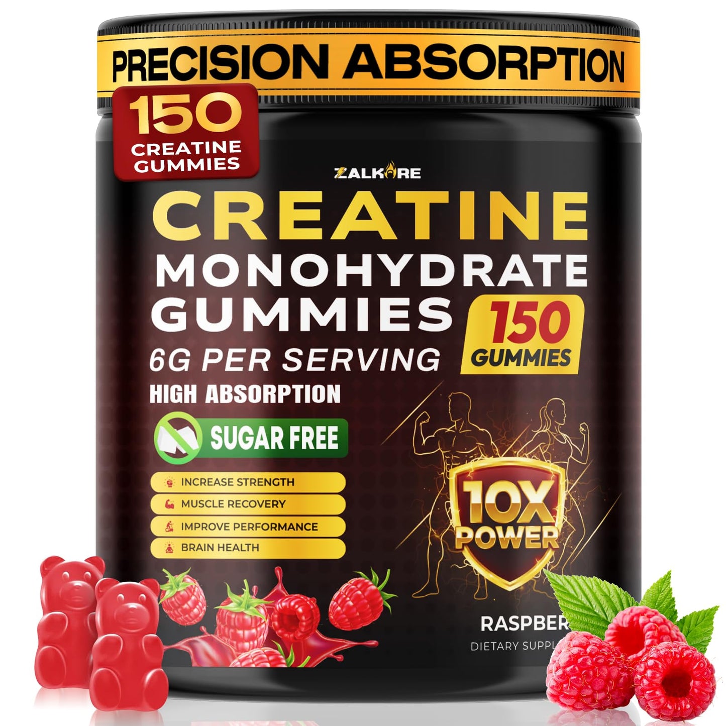 ZelKore Creatine Monohydrate Gummies 6G with Beta-Alanine, BCAA 2:1:1, L-Taurine, Vitamin B6 & B12, Pre-Workout Gummy, 150 Gummies