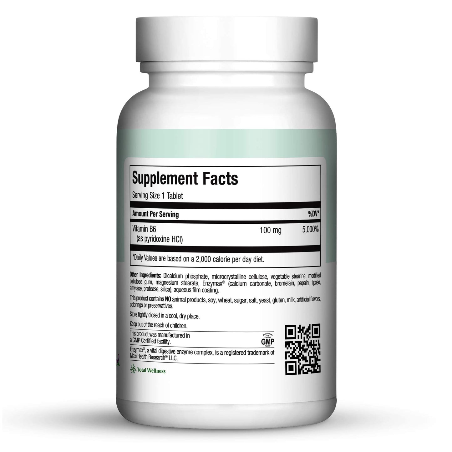 Maxi Health Vitamin B6 100 mg Capsule, 200 Count