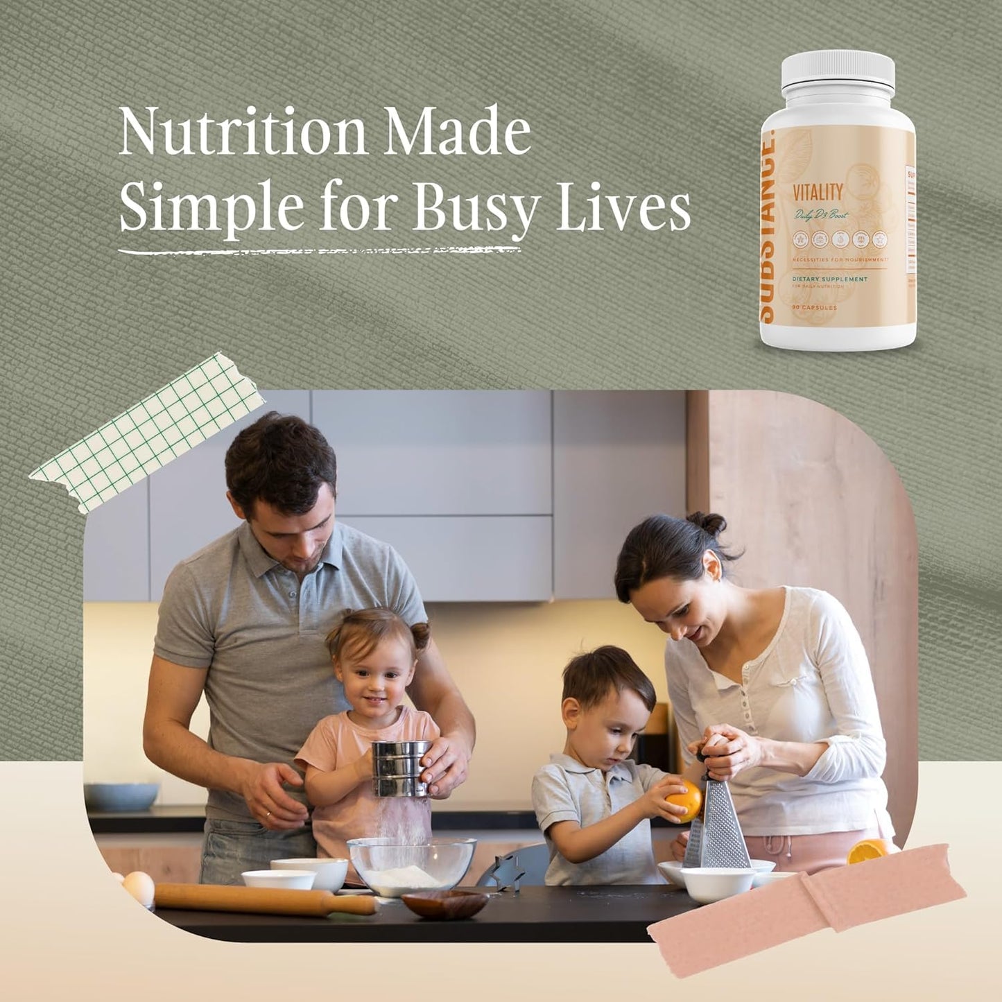 SUBSTANCE Nature’s Vitality Daily D3 Boost Supplement with Vitamin D3, Zinc, Elderberry, Turmeric & Ginger - Immune Support & Bone Health, 90 Capsules