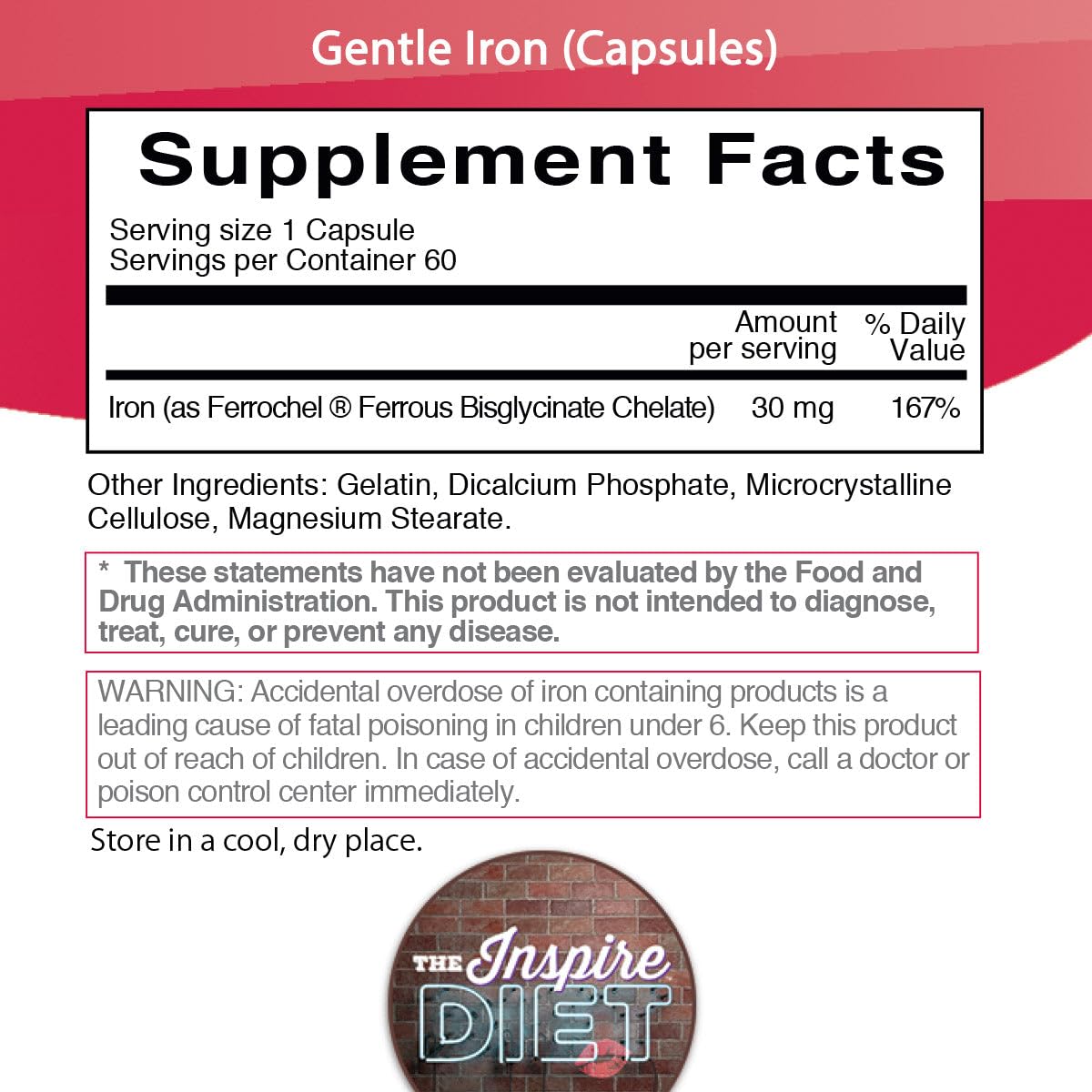 Bariatric Eating Journey 30mg Chelated Gentle Iron Ferrochel 60 Capsules
