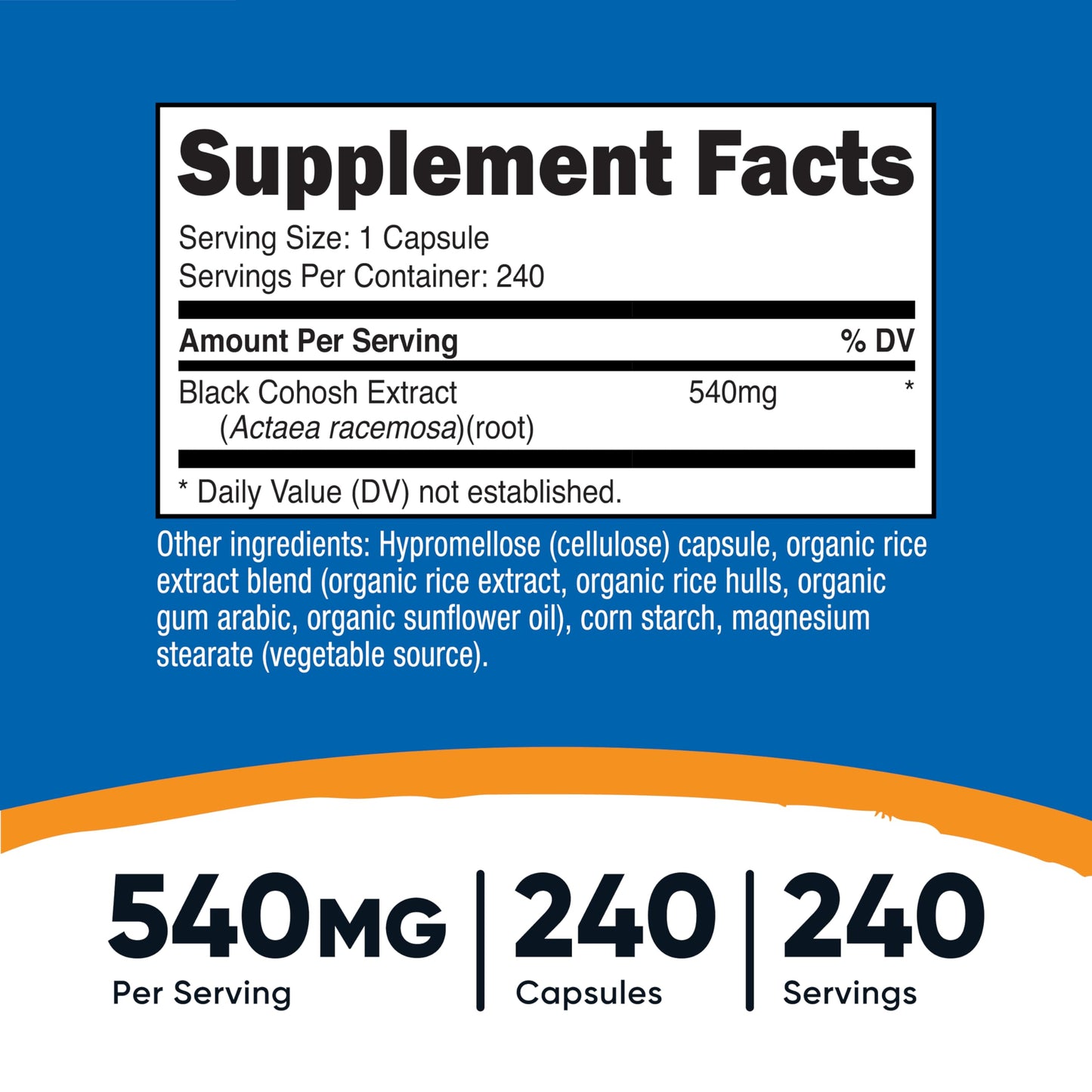 Nutricost Black Cohosh 540mg Capsules, 240 Count